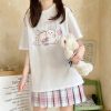 Cartoon Bunny Milk Tea Print Casual T-Shirt - Modakawa modakawa