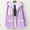 Cute School Student Rainbow Embroidery Hooded Jacket Outerwear - Modakawa Modakawa