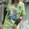 Dragonfly Fairy Print Round Callor T-Shirt - Modakawa modakawa