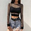 Chic See Through Hollow Out Mesh Crochet Crop Top - Modakawa Modakawa